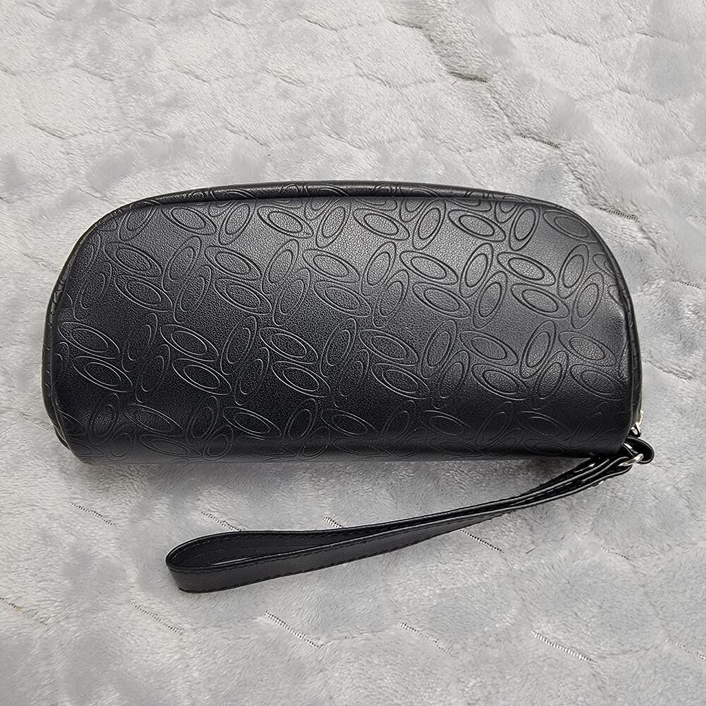 Oakley Sunglasses Case Black Embossed Oval Logo Soft Clamshell Zipper Wristlet